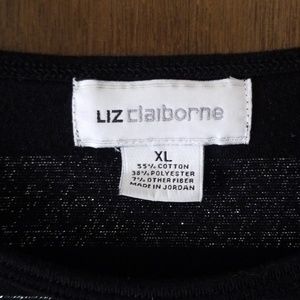Liz Claiborne Tops - Black & Silver Striped Crew Neck Long Sleeve Top Liz Claiborne Tops - Black & Silver Striped Crew Neck Long Sleeve Top